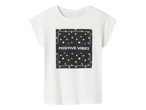 Name It top hvid med positive vibes tekstprint